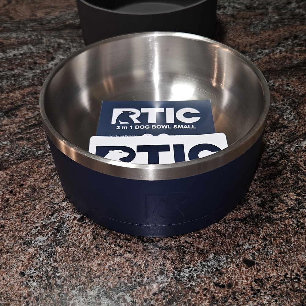 RTIC Navy Stainless Steel Dog Bowl 3 In 1 With Silicon Protector